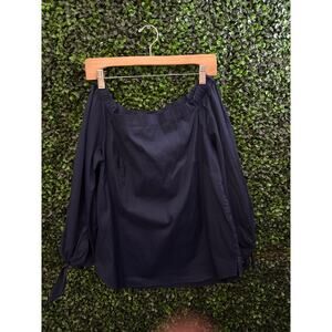 White House Black Market, Off the Shoulder long sleeve Blouse Navy Blue,  size M